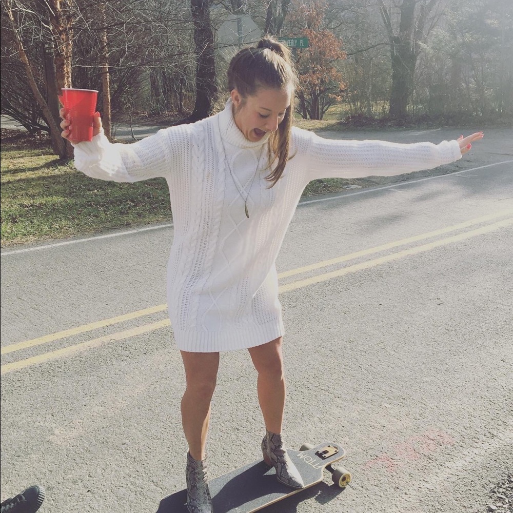 White sweater dress